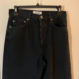 90's Pinch Black Waist High Rise Straight leg